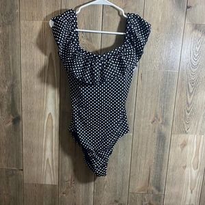 J Crew Polka Dot Ruffle One-Piece Swimsuit